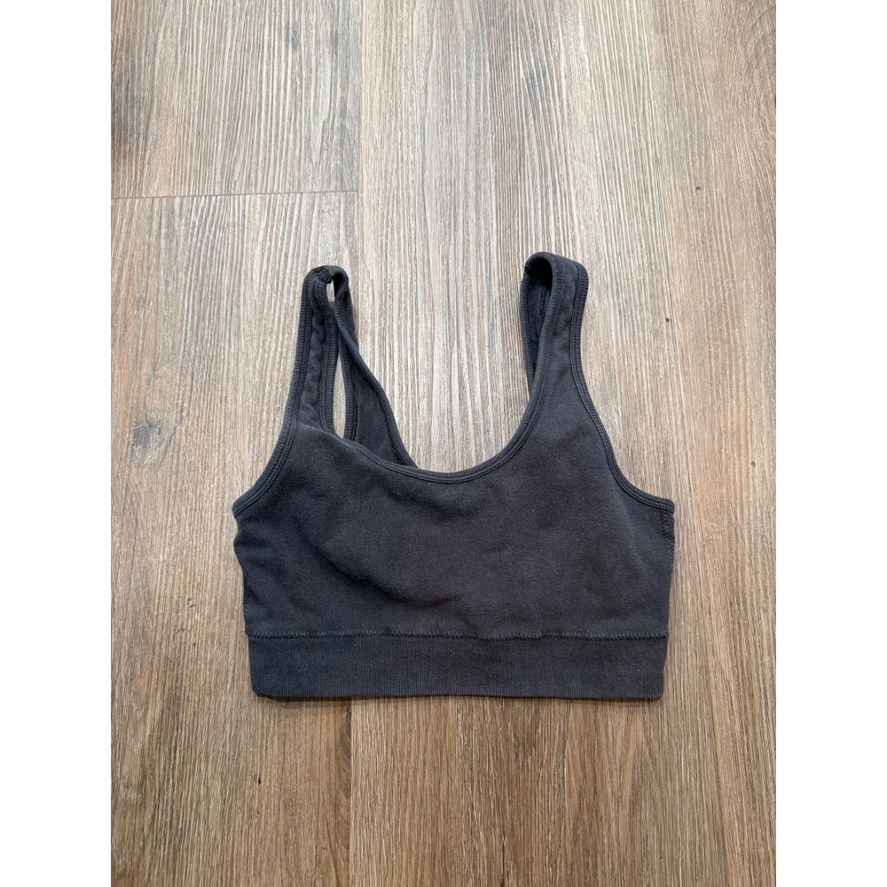 Aerie Real Good Seamless Ribbed Sports Bra Bralette Charcoal Gray Womens Small